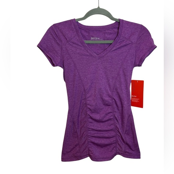Nwt Zella Purple Ruched Active Tee - Picture 1 of 5